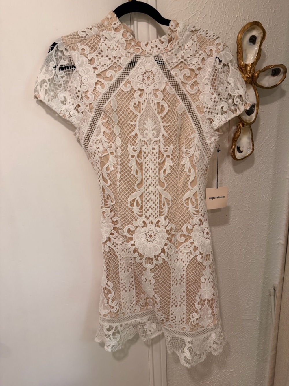 superdown White Lace Mini Dress